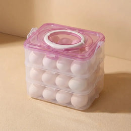 3-Layer 36 Grid Egg Storage Container for Refrigerator | Stackable Plastic Egg Tray with Lid | Food-Grade Fridge Egg Organizer