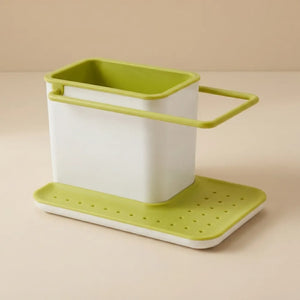 3-in-1 Kitchen Sink Organizer | Wall Mounted Dishwashing Caddy with Soap, Sponge & Cloth Holder | Plastic Sink Storage Stand