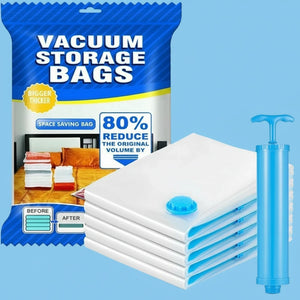 Vacuum Storage Bags 5 PCS with Pump Space Saver Compression Bags Reusable Organizer
