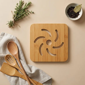 Wooden Bamboo Pot Mat | Spiral Design Heat-Resistant Trivet & Table Coaster | Eco-Friendly Hot Pot Stand for Kitchen & Dining