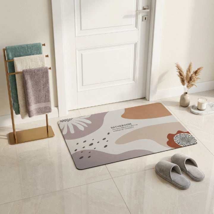 Abstract Minimalist Bathroom Floor Mat | Soft Non-Slip Absorbent Bath Rug Modern Decorative Bathroom Door Mat Quick Dry Washable Floor Carpet