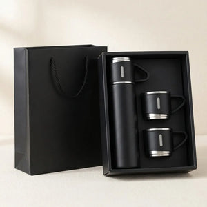 500ml Vacuum Flask Gift Set with 3 Stainless Steel Cups | Double Wall Insulated Hot & Cold Thermos | Premium Travel Flask Combo