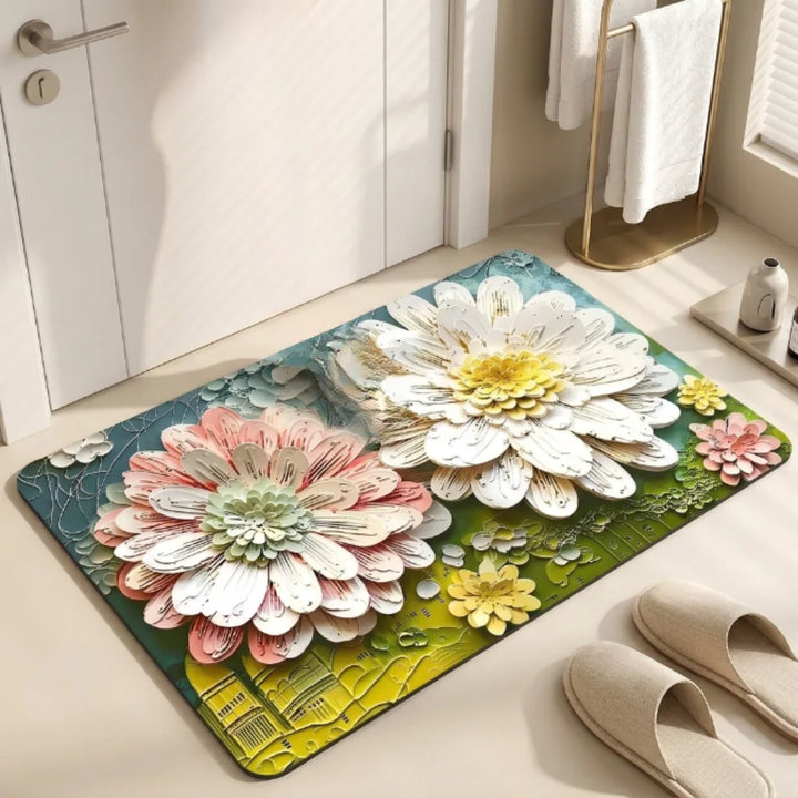 3D Floral Printed Door Mat | Anti-Slip Soft Floor Rug for Bathroom, Bedroom & Entra