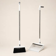Long Handle Broom & Dustpan Combo Set | Upright Standing Sweep Set with Self-Cleaning Scraper | Home, Office & Floor Cleaning