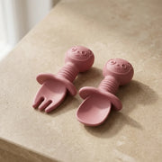 Silicone Baby Spoon & Fork Set | Soft Tip Self-Feeding Utensils for Babies & Toddlers