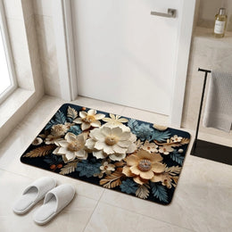 Luxury 3D Floral Door Mat | Anti-Slip Washable Bathroom & Entrance Floor Rug