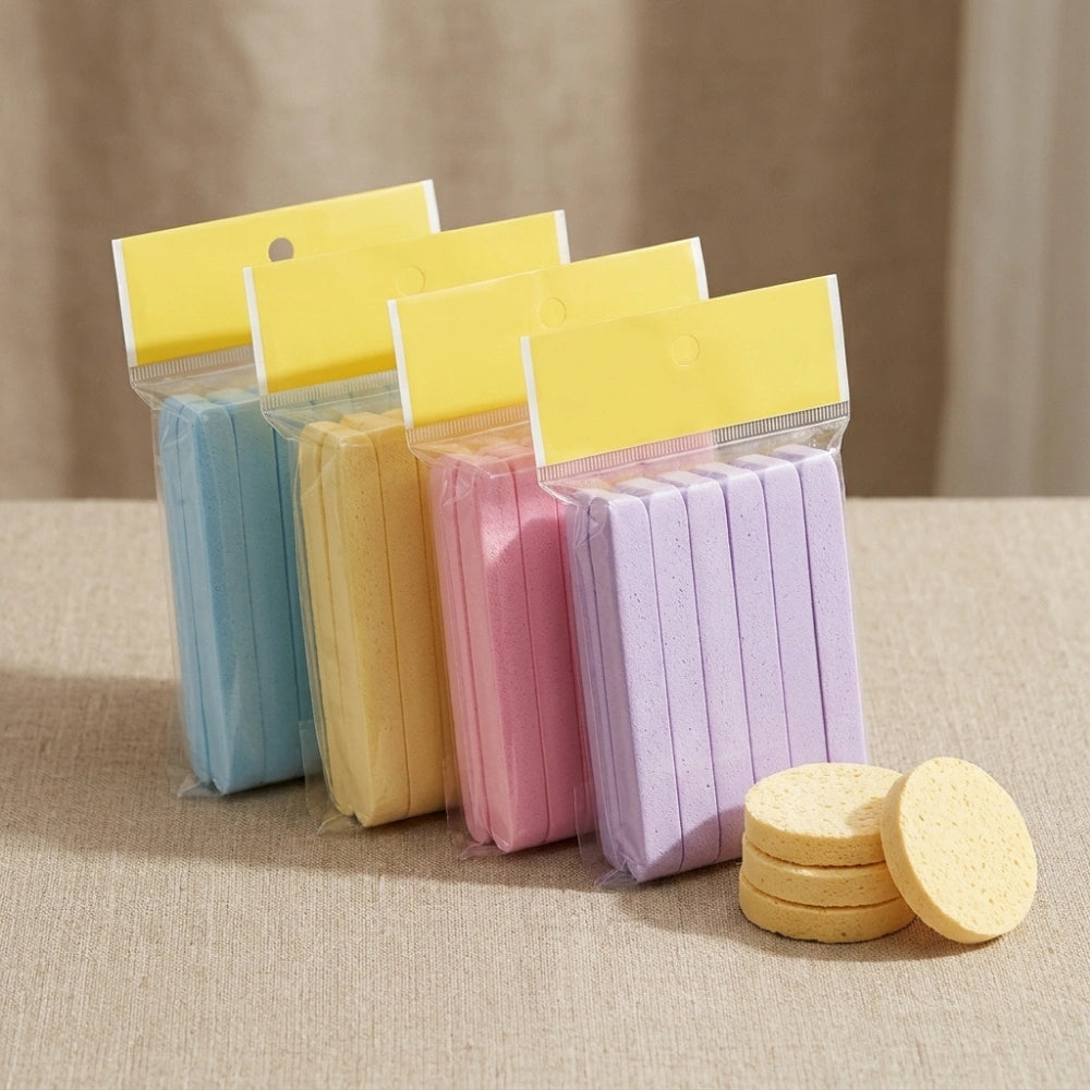 12-Piece Compressed Facial Cleansing Sponge Set | Soft Makeup Remover & Face Wash Sponges for Deep Facial Cleaning, Reusable Beauty Care Puff