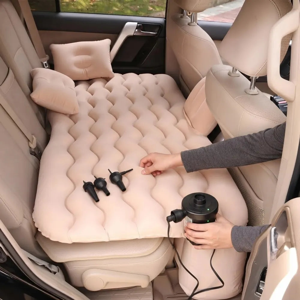 Premium Car Inflatable Bed with Electric Pump & 2 Air Pillows | Universal Back Seat Mattress for Travel, Camping & Kids