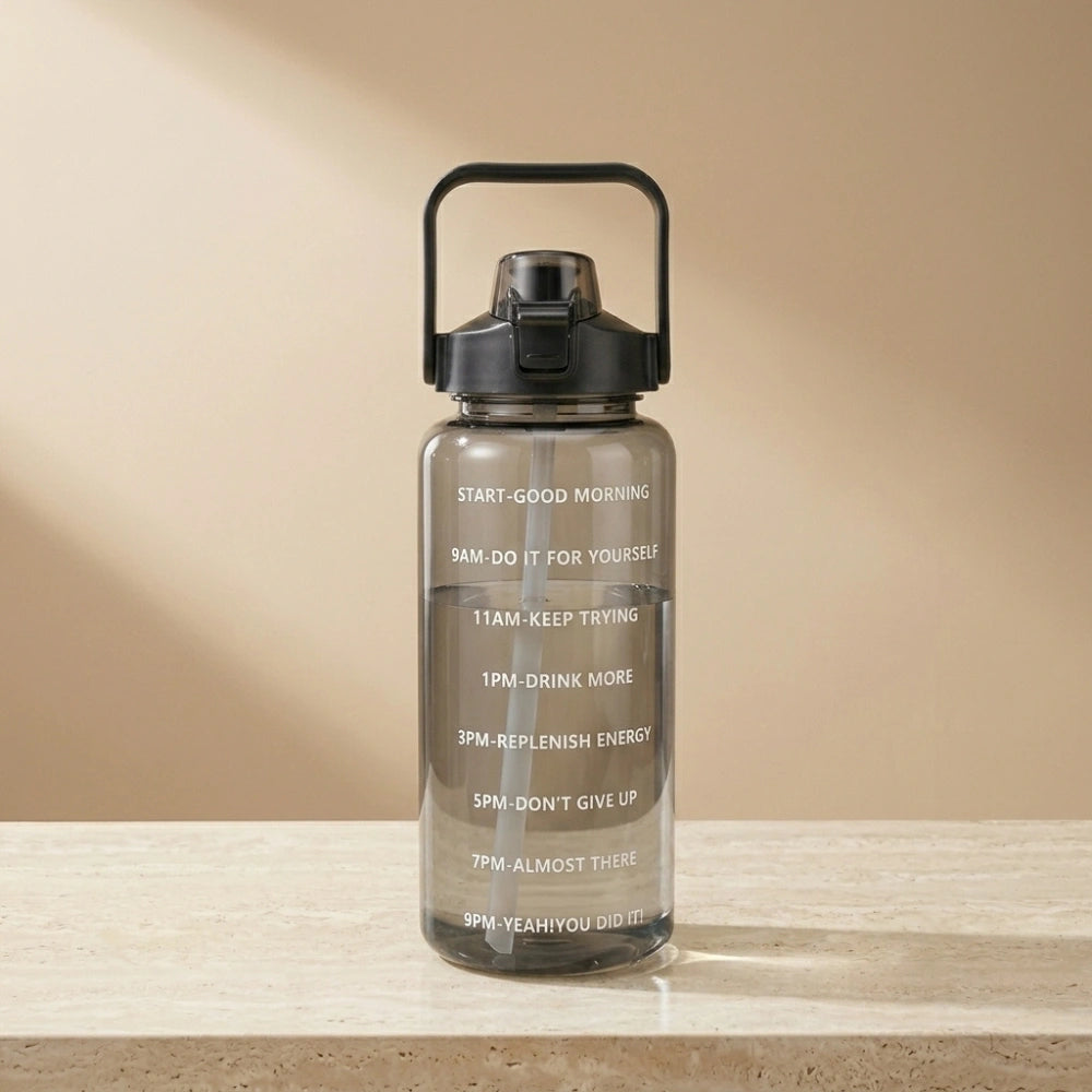2L Motivational Water Bottle with Straw & Time Marker | Leakproof Large Capacity Sports Bottle for Gym, Office, School, Travel & Outdoor Activities
