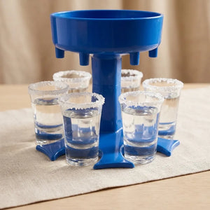 6 Shot Glass Dispenser with 6 Glasses | Beverage & Drink Dispenser Holder for Home Bar, Parties & Gatherings