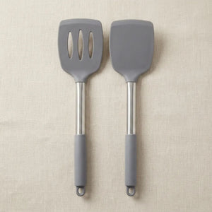 2PCS Silicone Spatula Set with Stainless Steel Handles | BPA-Free Non-Stick Cooking Utensils for Frying, Baking & Mixing