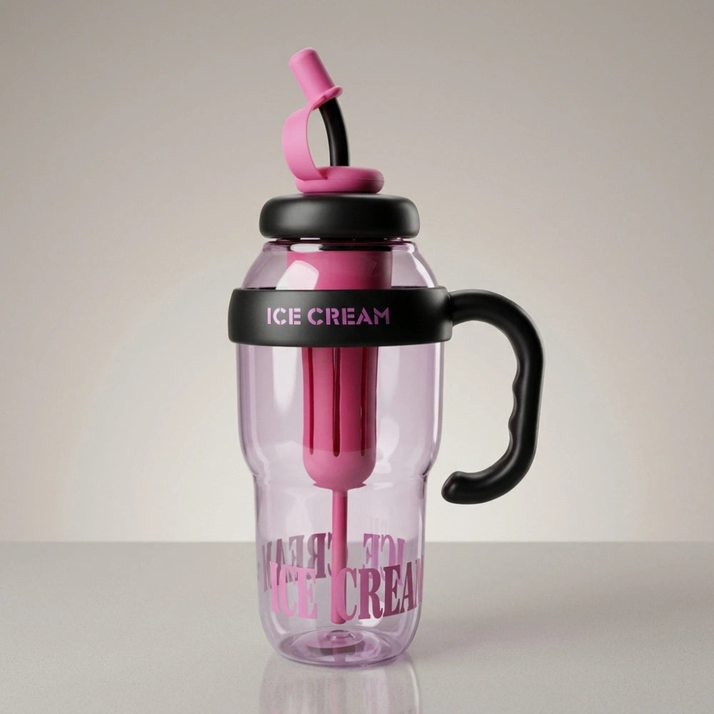 1300ml Ice Cream Theme Tumbler with Straw & Fruit Infuser | Leakproof Sports Water Bottle with Handle, Large Capacity Detox Sipper Cup for Gym, Travel & Daily Hydration