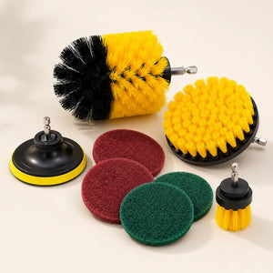 8PCS Drill Brush Cleaning Attachment Set | Nylon Scrub Brushes & Scouring Pads for Bathroom, Kitchen, Tile, Floor & Car Cleaning