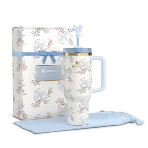 Stanley x LoveShackFancy Authentic 40oz Quencher Tumbler(Sky white)