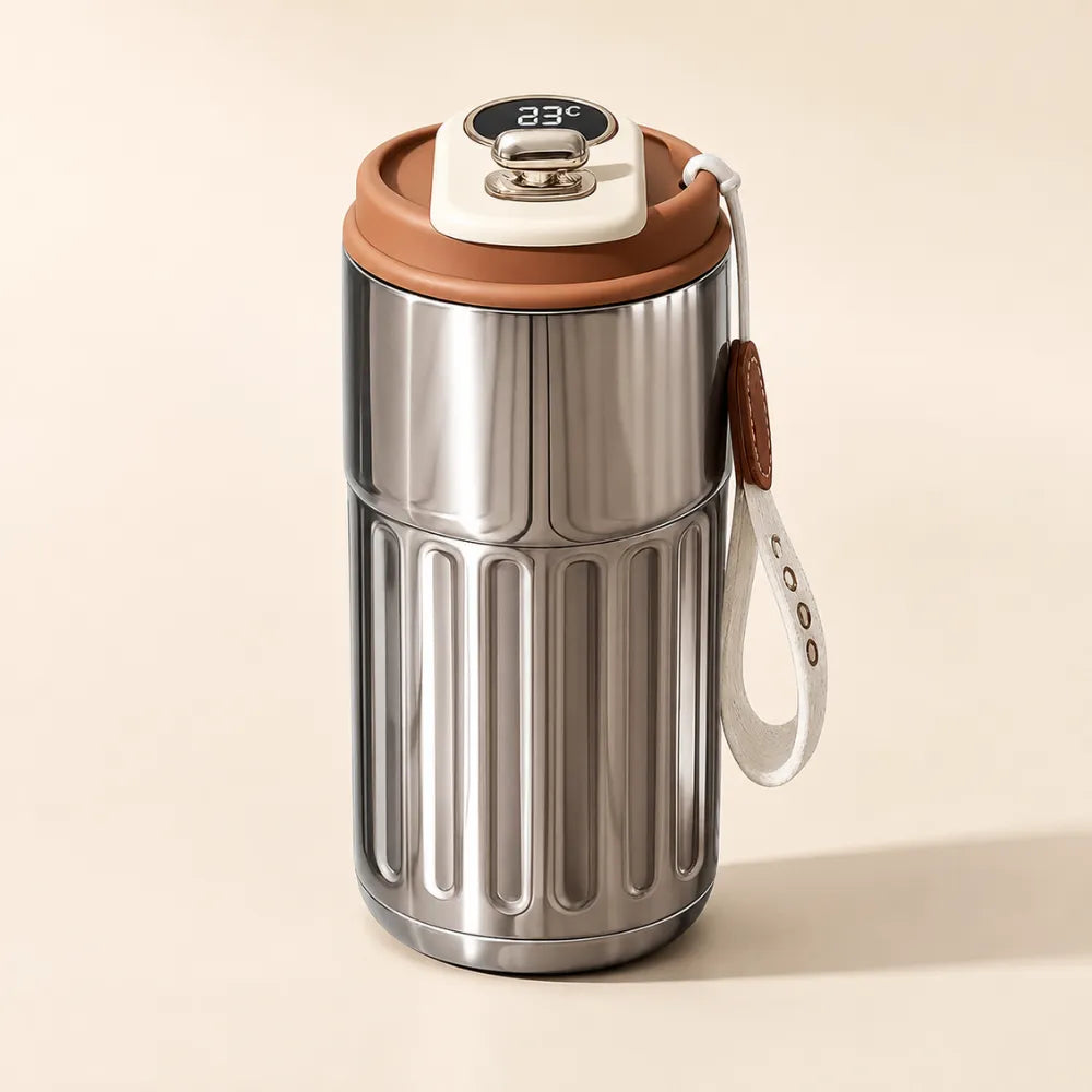 Digital Temperature Display Coffee Mug | 316 Stainless Steel Vacuum Insulated Travel Mug with Leakproof Lid | Double Wall Thermal Tumbler