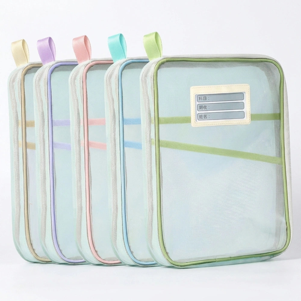A4 Mesh Zipper Document Pouch – Transparent File Organizer Bag with 1 pcs