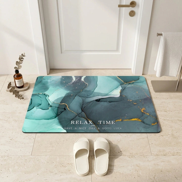 Luxury Marble Relax Time Door Mat | Anti-Slip Soft Floor Rug | Modern Bathroom & Entrance Home Decor Mat