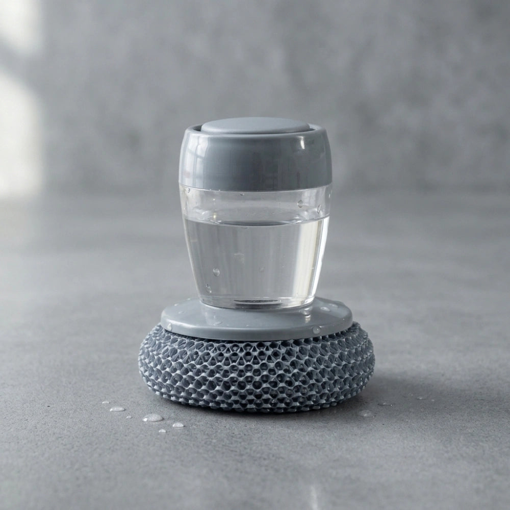 Dish Cleaning Brush with Soap Dispenser | Automatic Liquid Scrubber for Kitchen Sink & Dishwashing