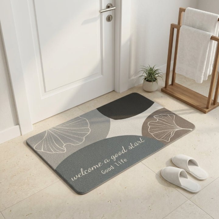 Modern Abstract Anti-Slip Bathroom Mat | Soft Absorbent Quick Dry Floor Rug Minimalist Entryway & Washroom Carpet