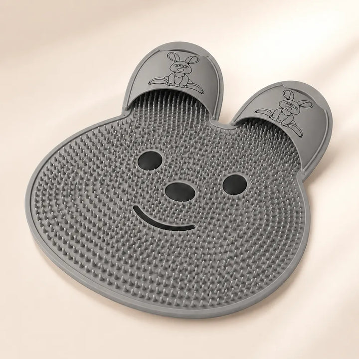 Rabbit Shape Silicone Foot Scrubber Mat for Shower | Non-Slip Foot Cleaner with Suction Cups | Exfoliating Massage Mat for Dry Skin & Cracked Heels