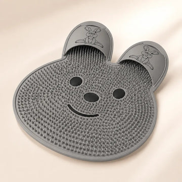 Rabbit Shape Silicone Foot Scrubber Mat for Shower | Non-Slip Foot Cleaner with Suction Cups | Exfoliating Massage Mat for Dry Skin & Cracked Heels