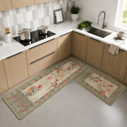 2-Piece Floral Kitchen Mat Set | Decorative Non-Slip Cushioned Anti-Fatigue Rugs for Kitchen, Sink & Office Floor