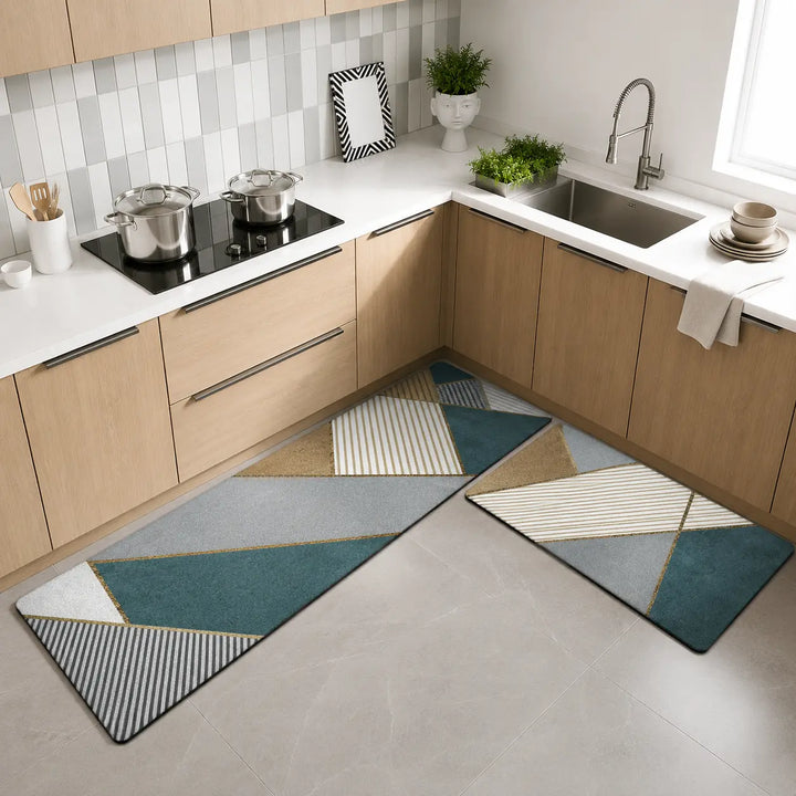 2-Piece Kitchen Mat Set | Waterproof Memory Foam Anti-Fatigue Non-Slip Rugs for Kitchen, Sink, Laundry & Office (120x40cm + 40x60cm)