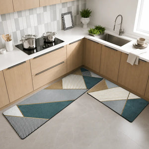2-Piece Kitchen Mat Set | Waterproof Memory Foam Anti-Fatigue Non-Slip Rugs for Kitchen, Sink, Laundry & Office (120x40cm + 40x60cm)