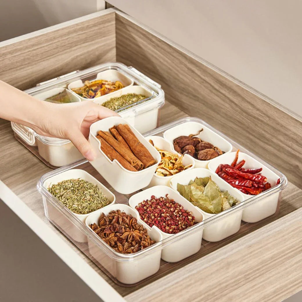 Snackle Storage Organizer – 8-Section Portable Snack Container with Adjustable Dividers - Housious