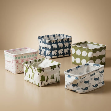 Mini Canvas Storage Basket | Foldable Desktop Organizer