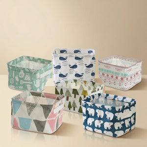 Mini Canvas Storage Basket | Foldable Desktop Organizer