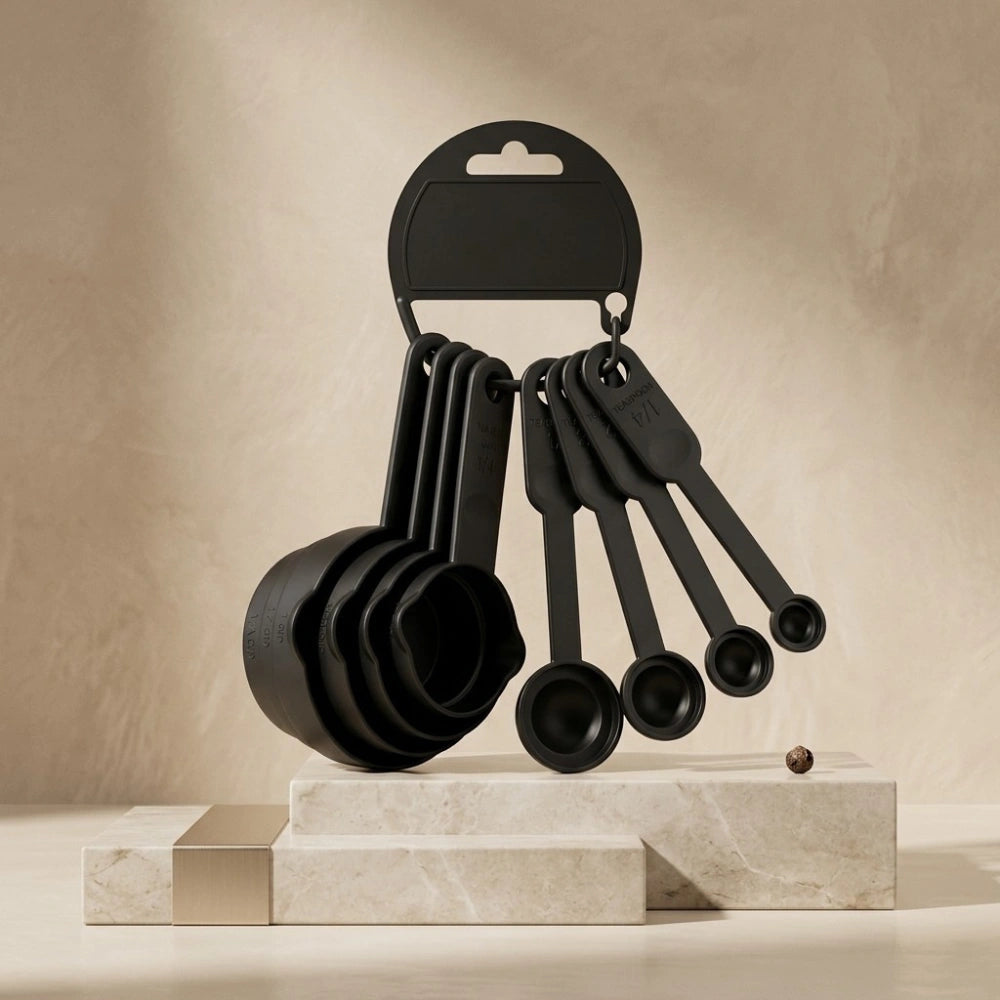 8-Piece Measuring Cups & Spoons Set | Plastic Measuring Tools for Baking, Cooking, Dry & Liquid Ingredients