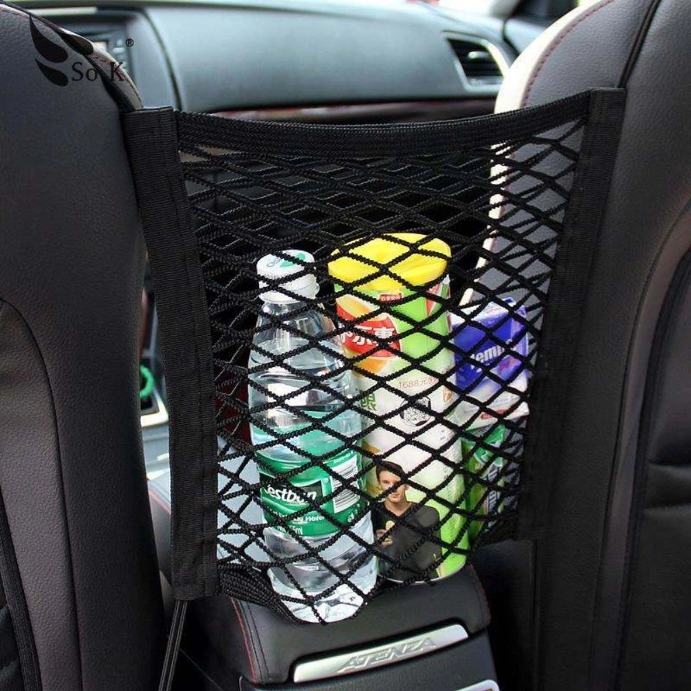 Premium 3 Layer Car Mesh Organizer for Backseat Storage | Pet & Kids Barrier Net Bag