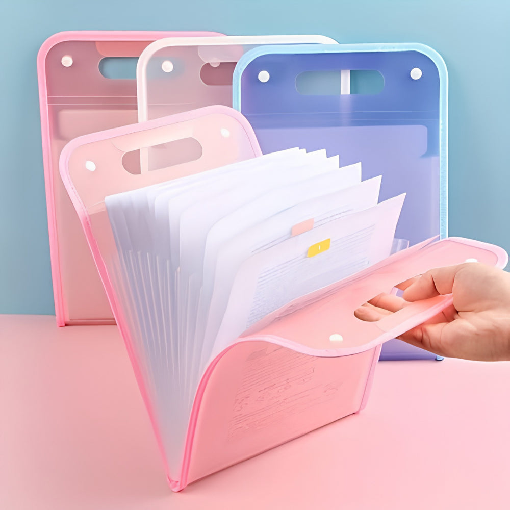 13 Pocket Expanding File Folder | Portable A4 Document Organizer with Handle for Office, School & Home Use,multi color 1 pcs