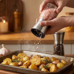 Premium Stainless Steel Salt & Pepper Grinder | Adjustable Ceramic Burr Spice Mill | Manual Pepper & Salt Grinder (1 Pc)