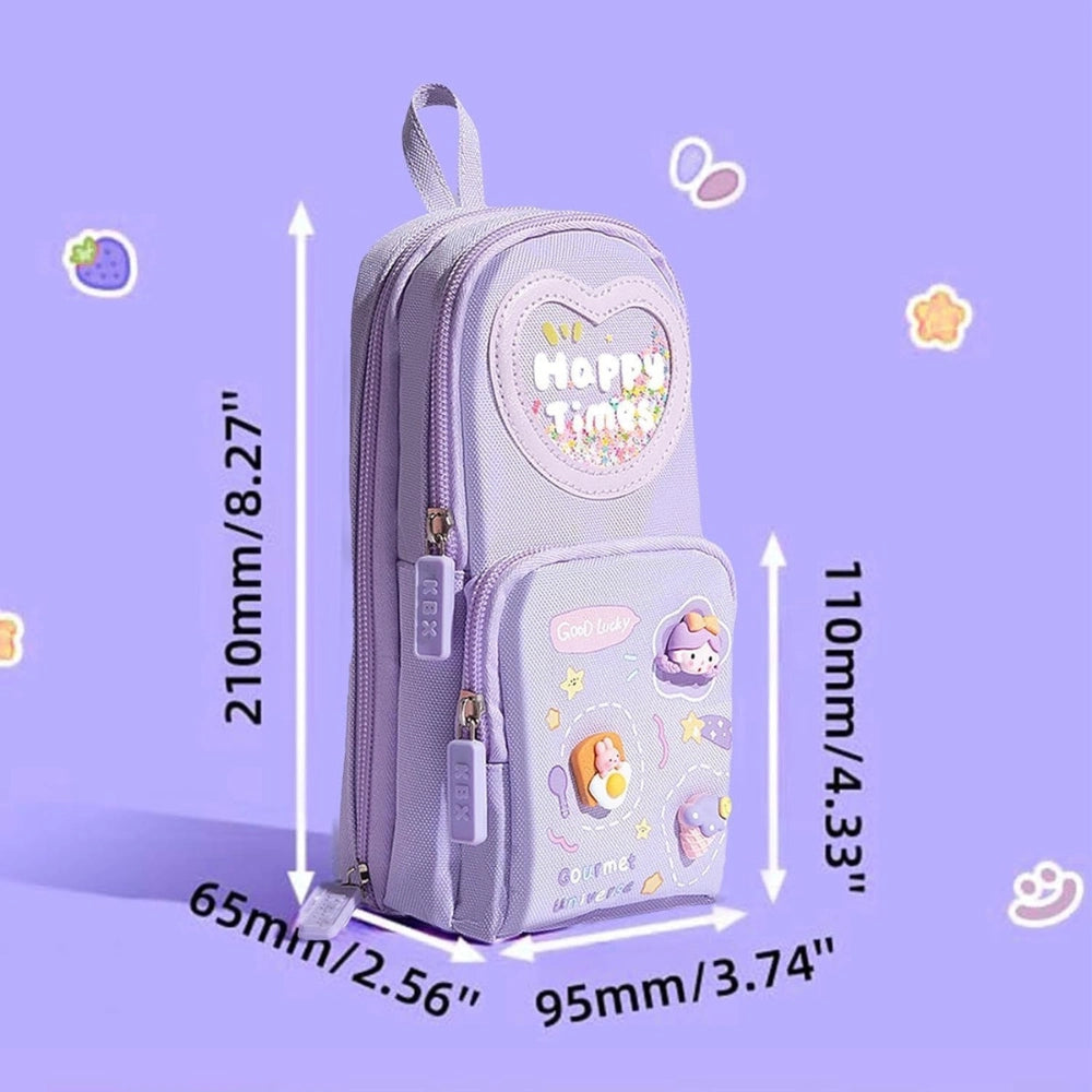 Cute 6 -Compartment Pencil Pouch for School – Large Capacity Zipper Stationery Organizer