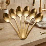6-Piece Gold Stainless Steel Dessert Spoon Set – Mini Coffee, Tea & Ice Cream Spoons | Mirror Finish, Reusable & Dishwasher Safe (6 pcs)