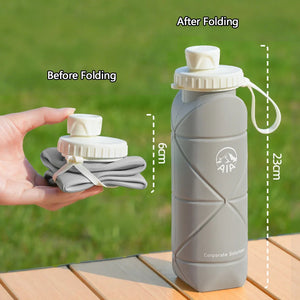 Housious® 600ml Foldable Silicone Water Bottle | Food Grade | Portable Travel Sports Bottle
