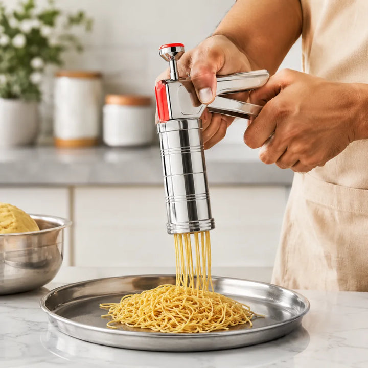 15-in-1 Stainless Steel Kitchen Press | Idiyappam, Murukku, Chakli, Sev, Noodles, Gathiya & Cookie Maker with Multiple Discs