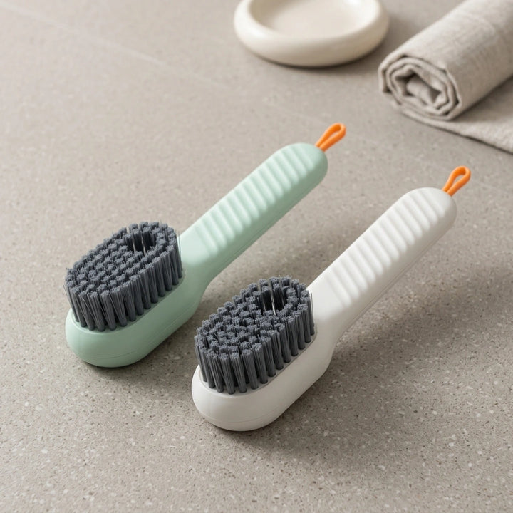 Shoe Cleaning Brush with Soap Dispenser Handle | Soft Bristle Scrubber for Shoes, Boots & Sneakers