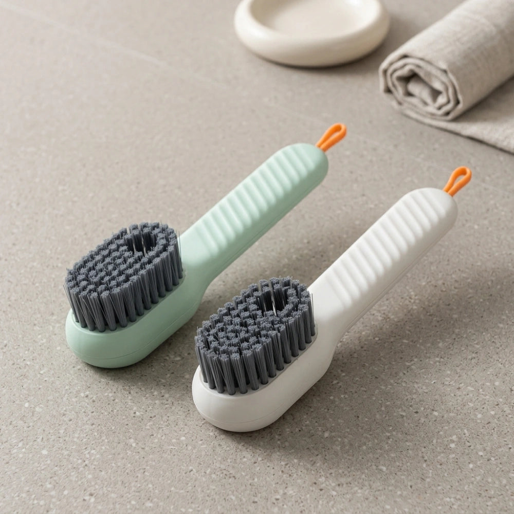 Shoe Cleaning Brush with Soap Dispenser Handle | Soft Bristle Scrubber for Shoes, Boots & Sneakers