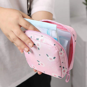 Sanitary Pad Storage Bag Portable Period Pouch Menstrual Organizer with Zipper multicolor