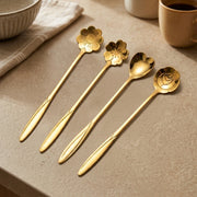4-Piece Flower Coffee Spoon Set | Stainless Steel Dessert, Tea & Ice Cream Spoons, Elegant Floral Tableware