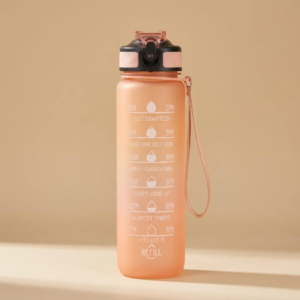 HydraTrack 1000ml Motivational Water Bottle – BPA Free, Leakproof & Unbreakable | Time Marker, Straw, Sipper, Carry Strap & Stickers | Sports Water Bottle for Gym, Office, Travel & Outdoor Activities