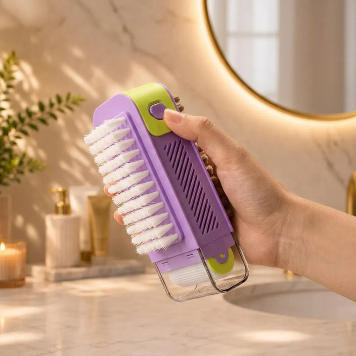 3-in-1 Multifunctional Soap Dispenser with Roller Brush | Non-Slip Draining Soap Box & Foaming Cleaning Case for Kitchen & Bathroom