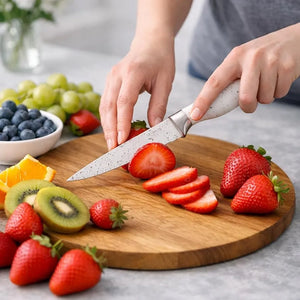 8-Inch High Carbon Stainless Steel Chef Knife | Speckled Non-Stick Coating | Sharp Kitchen Knife with Ergonomic Handle