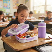 Lunch Box Set with Water Bottle & Spoon | 3 Compartment Leak-Resistant Lunch Box for Kids & Adults | BPA-Free Portable Tiffin Box