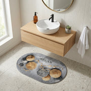 Modern Oval Anti-Slip Bathroom Mat | Soft Absorbent Quick Dry Bath Rug | Luxury Washroom Floor Carpet