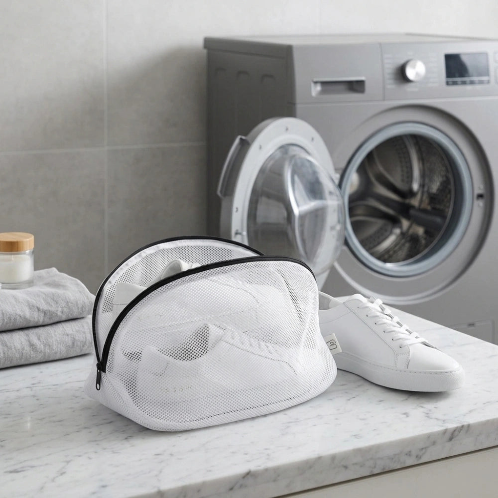 Shoe Washing Bag for Washing Machine | Durable Mesh Laundry Bag for Safe Shoe Cleaning (White)