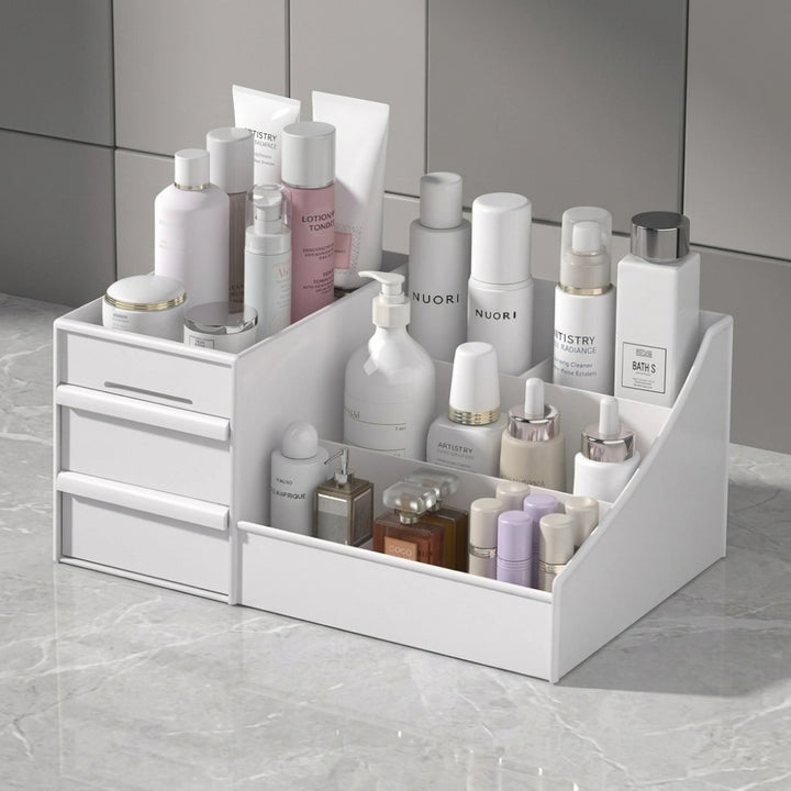 Multifunction Plastic Desktop Organizer with Drawers | Makeup, Skincare, Lipstick & Office Stationery Storage Holder
